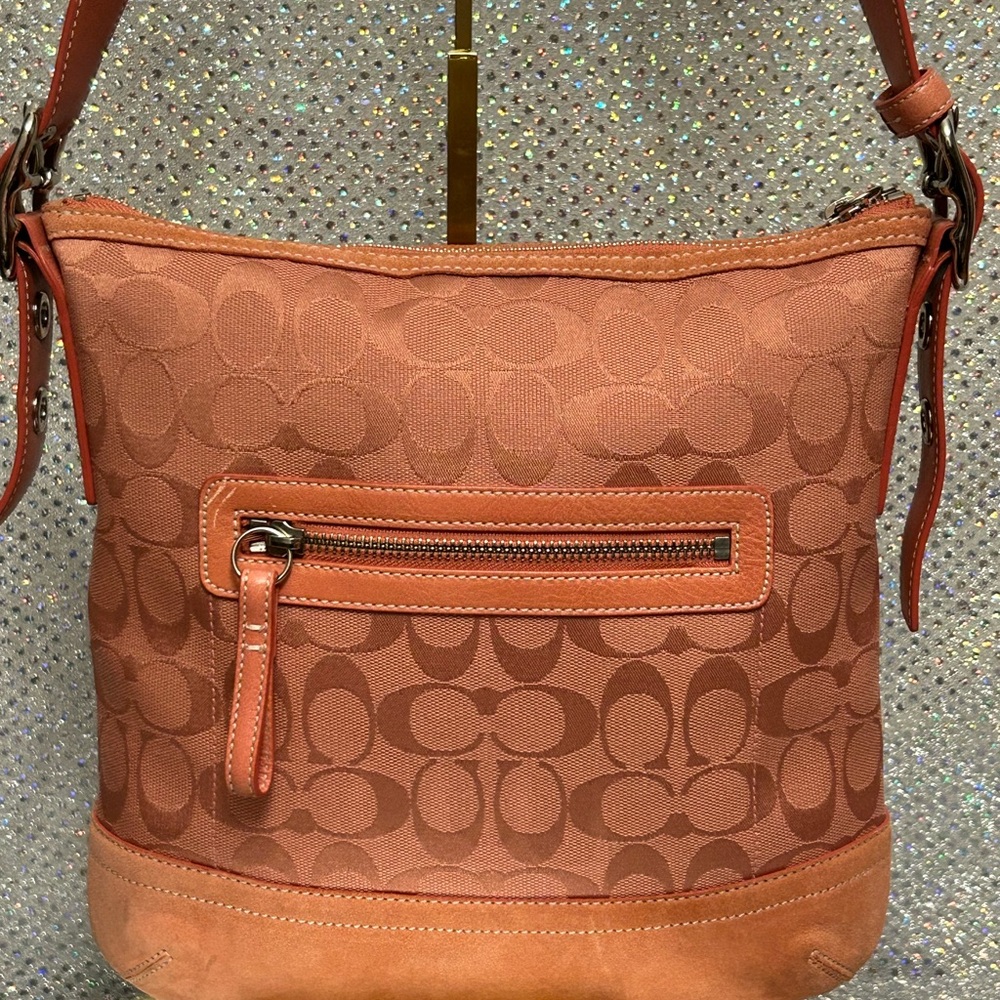 Coach Vintage Pink Jacquard Crossbody Bag Approx. 10 x 11  CO5K-9362 - Picture 3 of 17